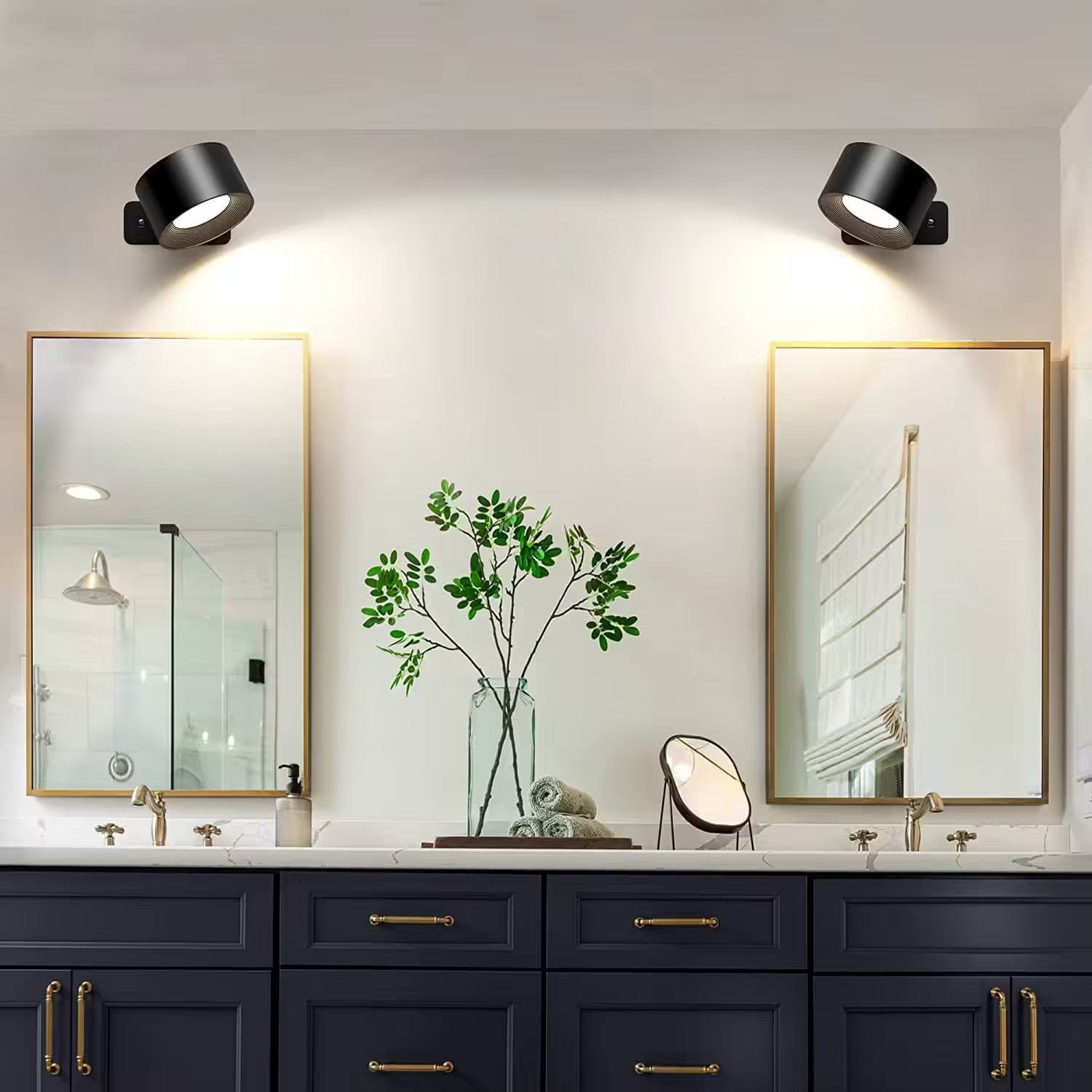 "Sleek wireless rechargeable wall light with magnetic mount and 360° rotation for modern home interiors."