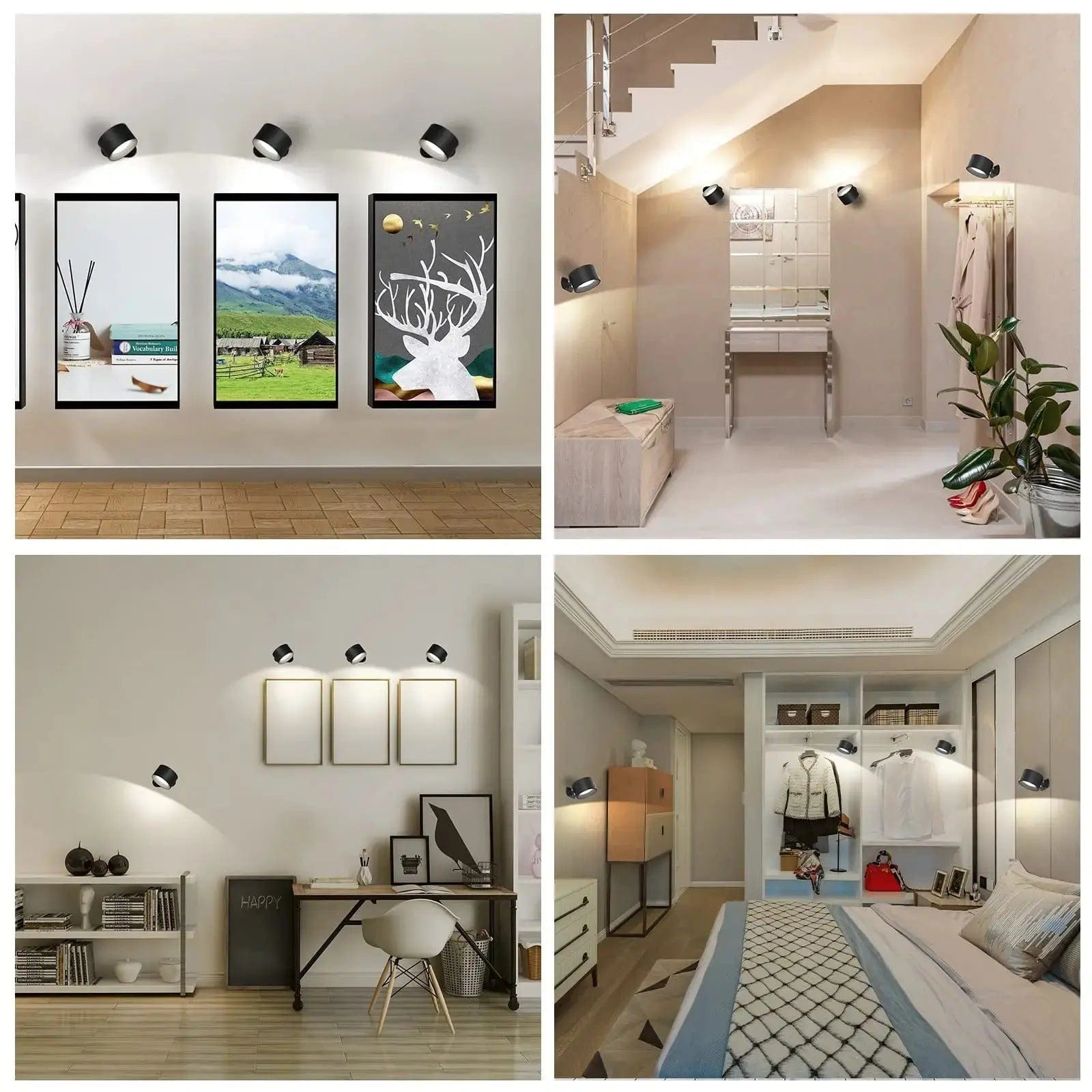 "Sleek wireless rechargeable wall light with magnetic mount and 360° rotation for modern home interiors."