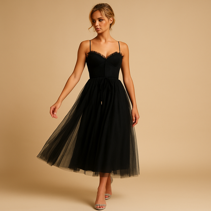 Elegant chiffon maxi dress for women with sleeveless design and tulle overlay, perfect for weddings, formal parties, and special events.