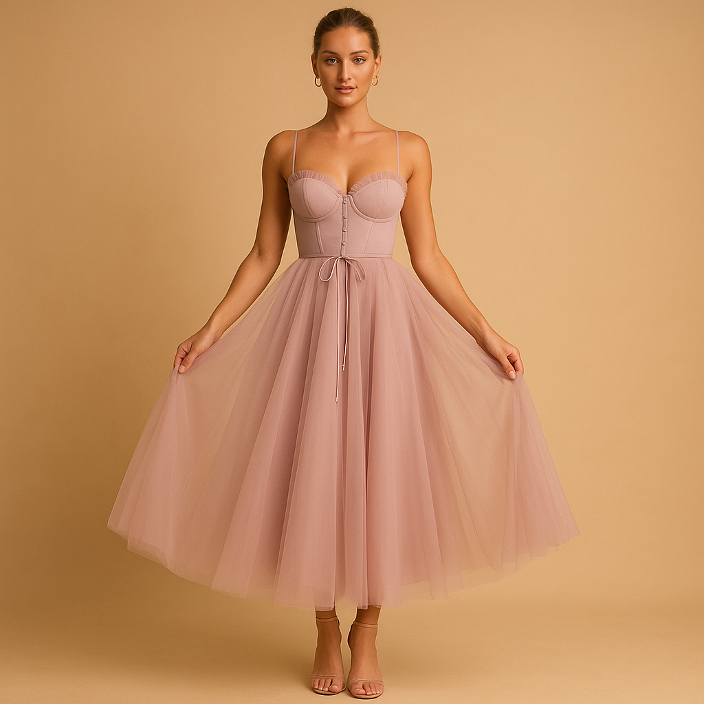 Elegant chiffon maxi dress for women with sleeveless design and tulle overlay, perfect for weddings, formal parties, and special events.
