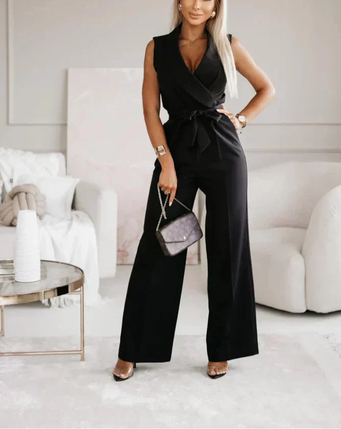 Strapless Loose Fit Women's Jumpsuit in Black Pink - Luxivelle