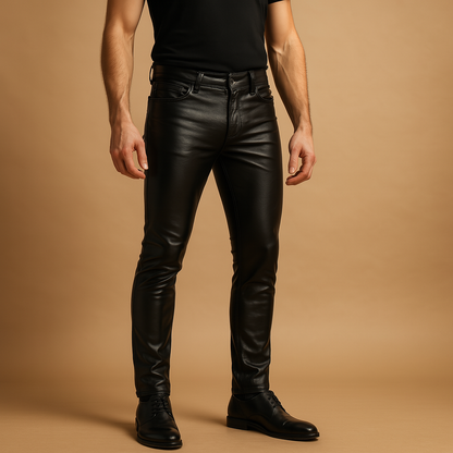 Fashionable Faux Leather Slim Fit Women's Pants - Luxivelle
