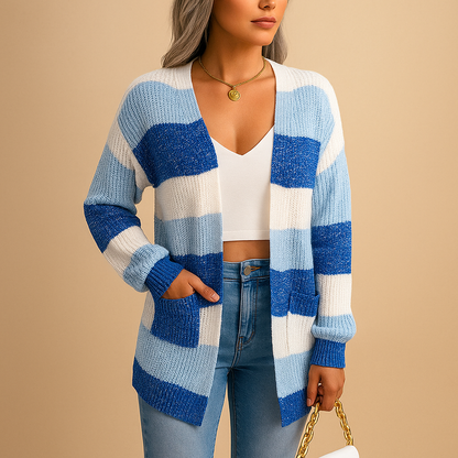 Slim plaid cardigan for women with lantern sleeves, perfect for layering with casual outfits or stylish fall looks