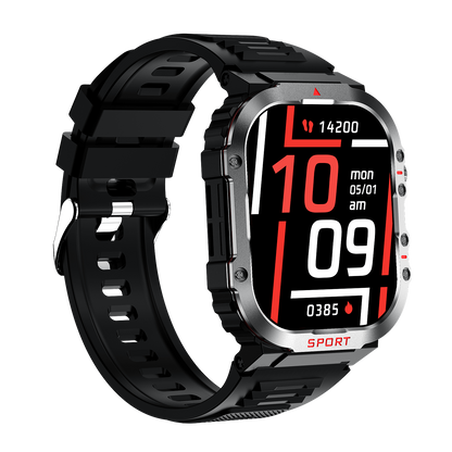 "Smart glucose watch tracks health metrics with sleek design and HD display, ideal for fitness and wellness enthusiasts."