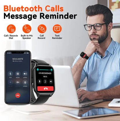 Smartwatch with sleek design for non-invasive glucose monitoring, fitness, heart, and sleep tracking, black and gold options.