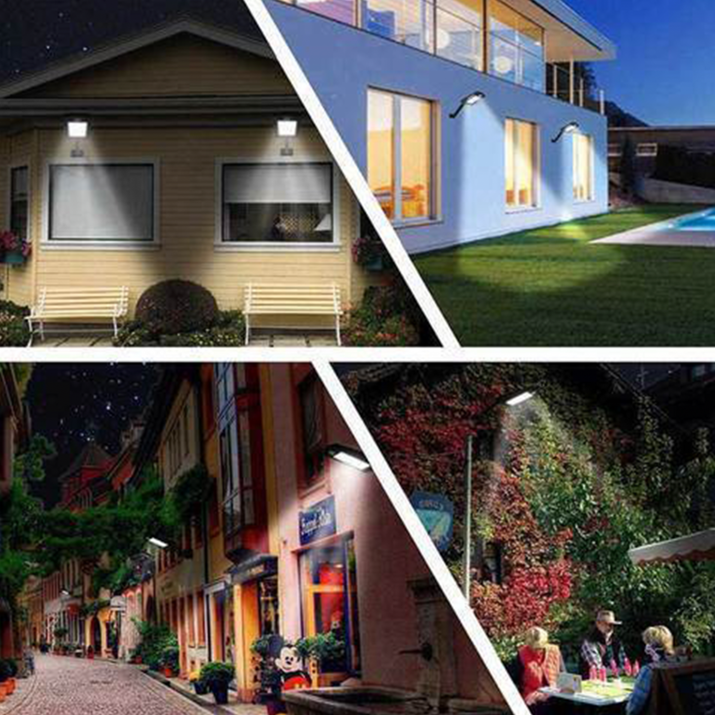 Solar-powered LED street lamp with ultra-bright 6000K LEDs, adjustable modes, motion sensor, and weatherproof IP65 design.