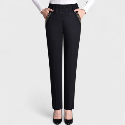 Comfortable Women's Elastic Waist Jeans with Pockets