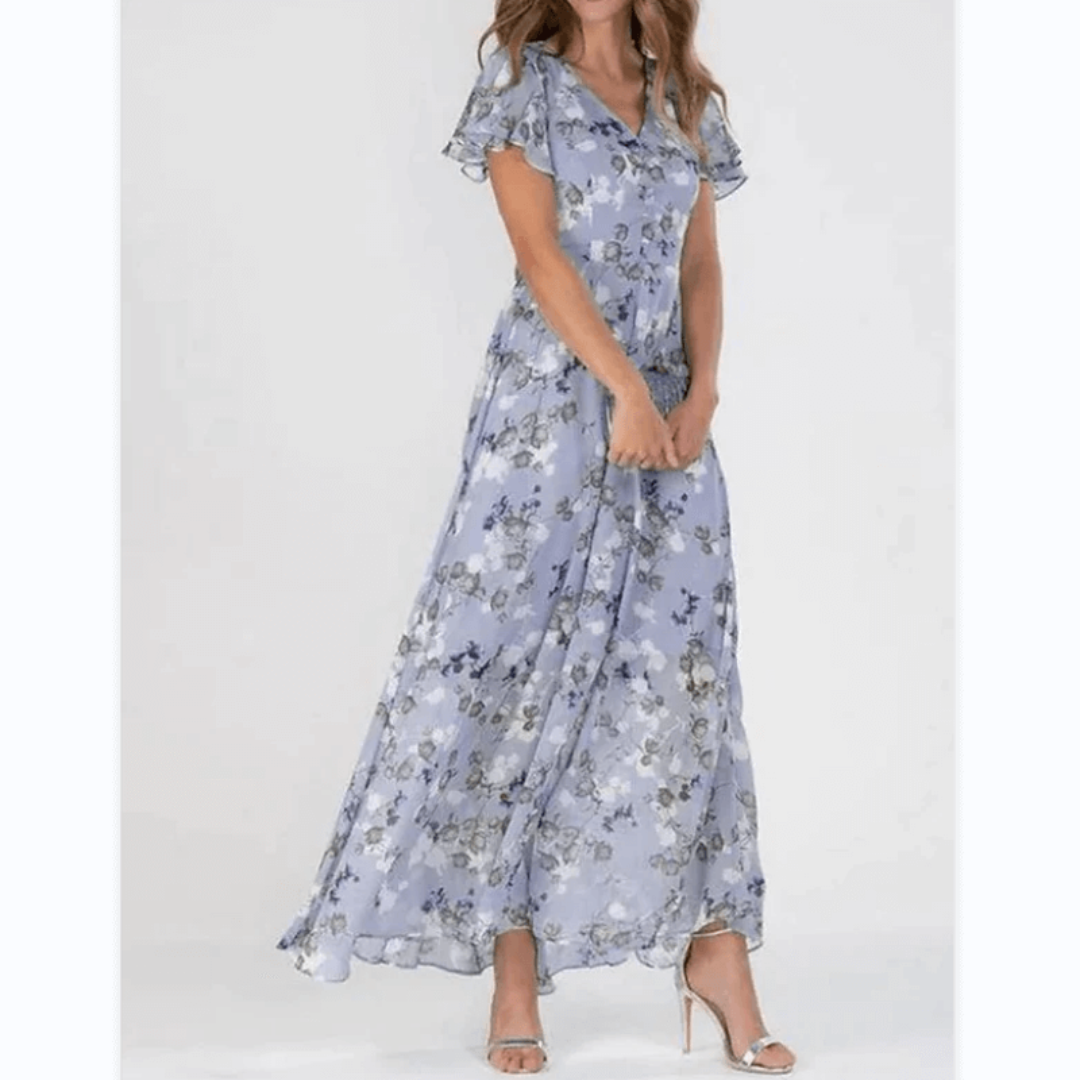 Beautiful Long Flowy Ruffle Sleeve Maxi Dress for Women - Luxivelle