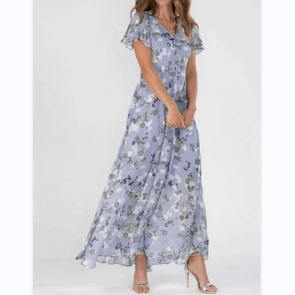 Beautiful Long Flowy Ruffle Sleeve Maxi Dress for Women - Luxivelle