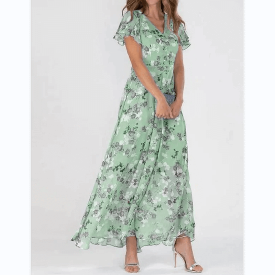 Beautiful Long Flowy Ruffle Sleeve Maxi Dress for Women