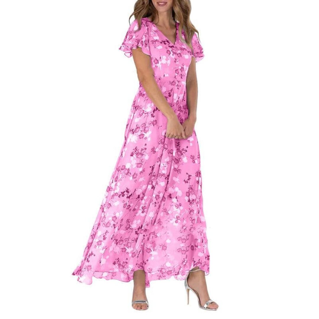Beautiful Long Flowy Ruffle Sleeve Maxi Dress for Women