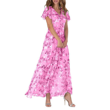 Beautiful Long Flowy Ruffle Sleeve Maxi Dress for Women