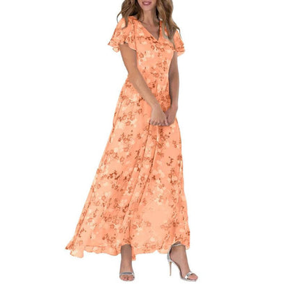 Beautiful Long Flowy Ruffle Sleeve Maxi Dress for Women