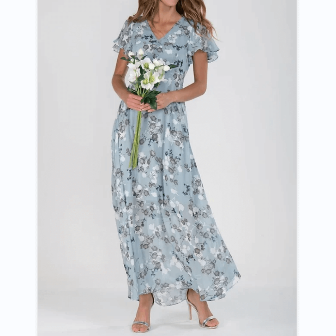 Beautiful Long Flowy Ruffle Sleeve Maxi Dress for Women