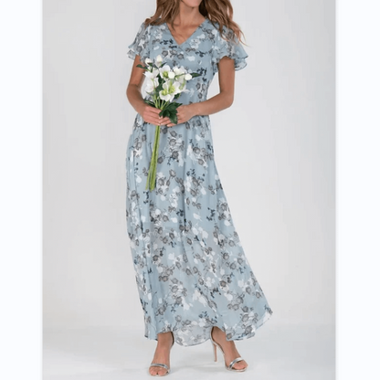 Beautiful Long Flowy Ruffle Sleeve Maxi Dress for Women