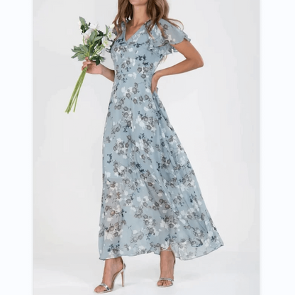 Beautiful Long Flowy Ruffle Sleeve Maxi Dress for Women