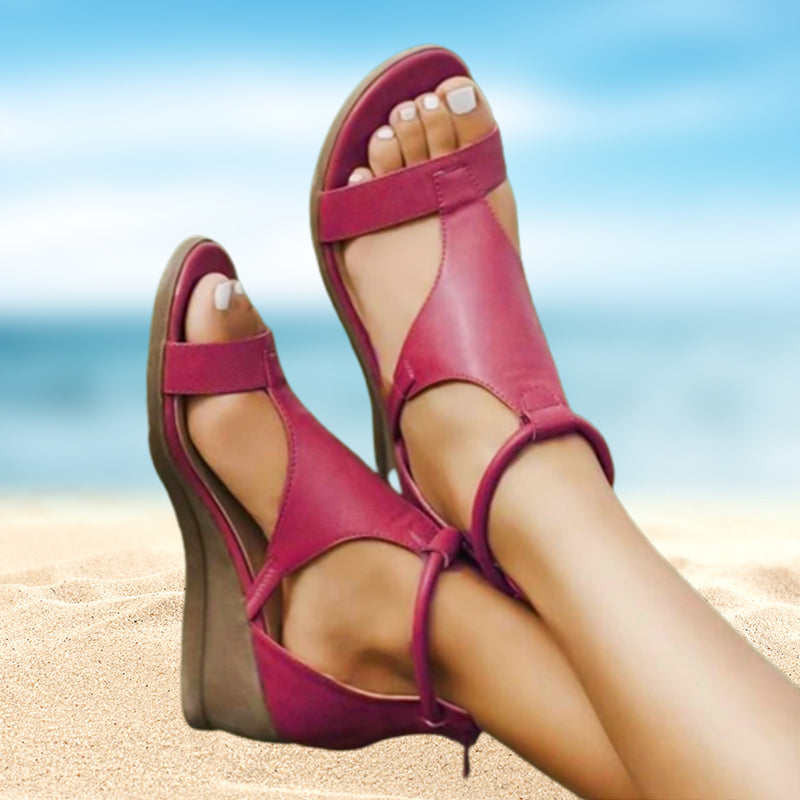 Anne | Wedge Sandals for Women - Soft Leather, Open Toe Wedge Heels-6
