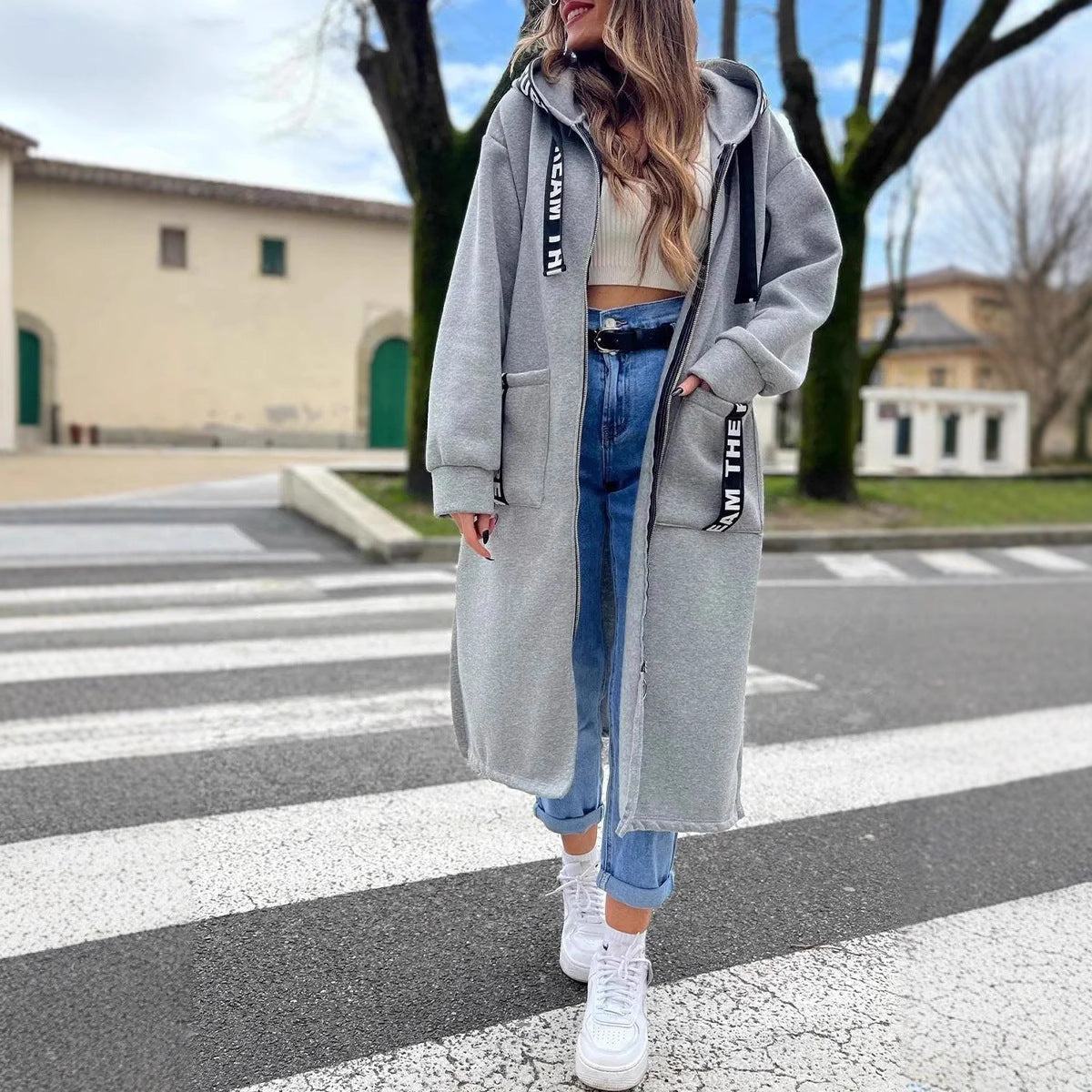 Daisy | Long sweat coat with hood