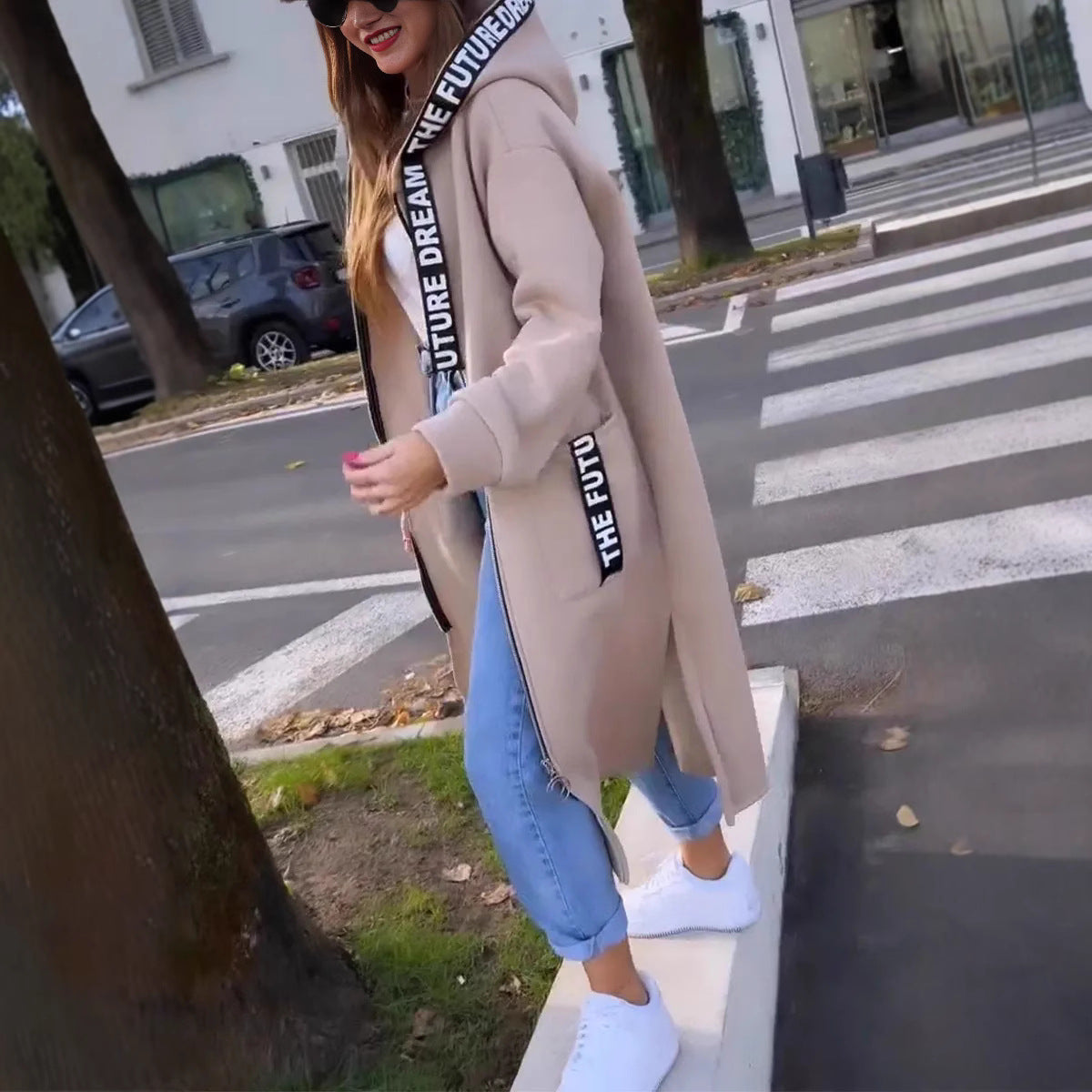 Daisy | Long sweat coat with hood