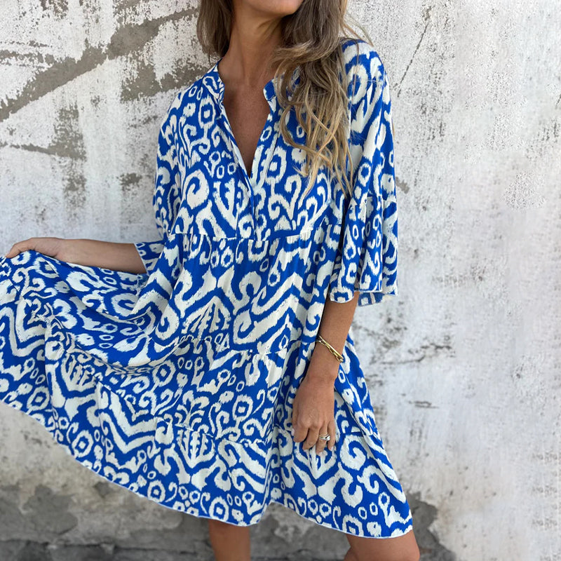 Colorful Floral Short Sleeve Dress