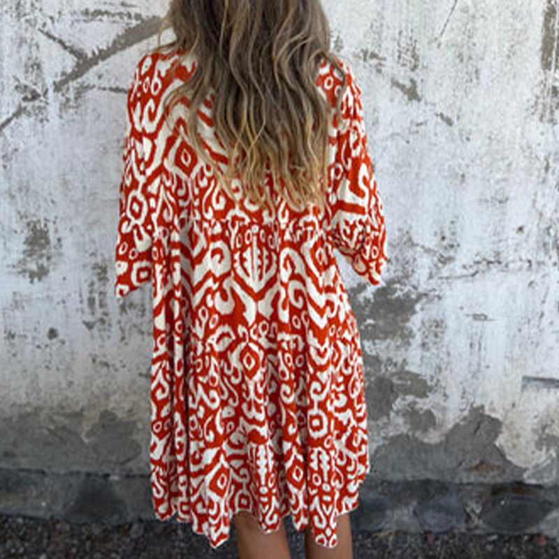 Colorful Floral Short Sleeve Dress