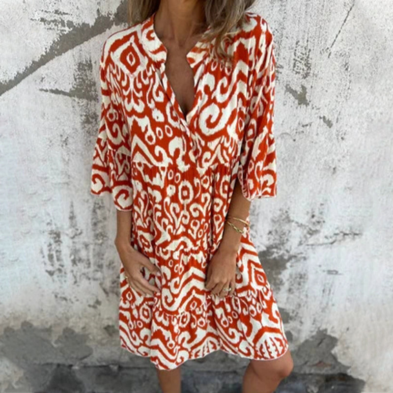 Colorful Floral Short Sleeve Dress