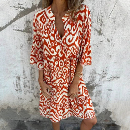 Colorful Floral Short Sleeve Dress