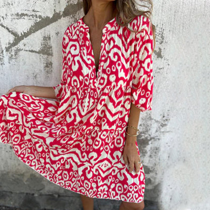 Colorful Floral Short Sleeve Dress
