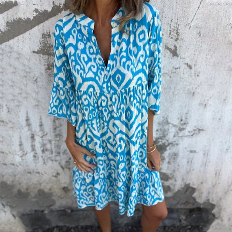 Colorful Floral Short Sleeve Dress