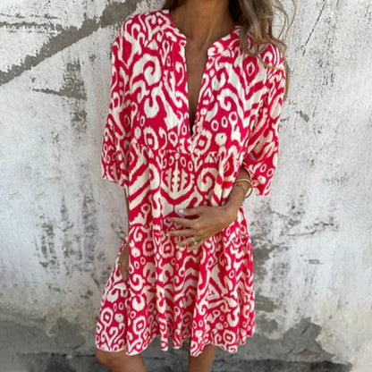 Colorful Floral Short Sleeve Dress