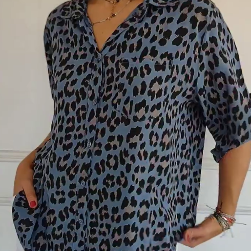 Fashionable Animal Print Women's Blouse
