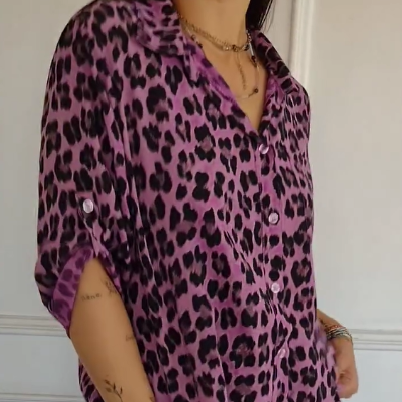 Fashionable Animal Print Women's Blouse