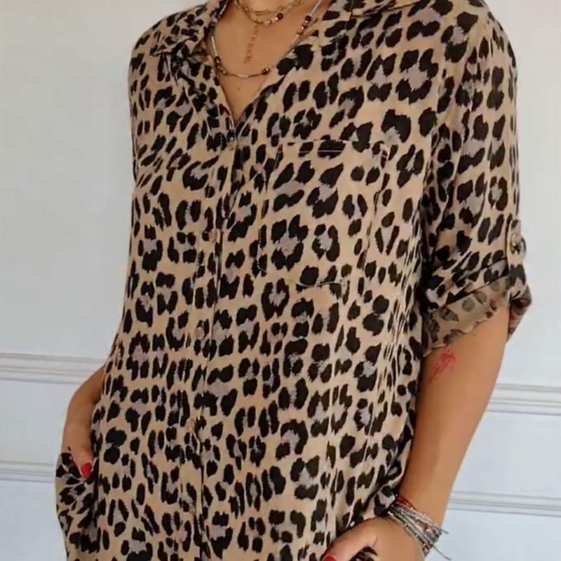 Fashionable Animal Print Women's Blouse