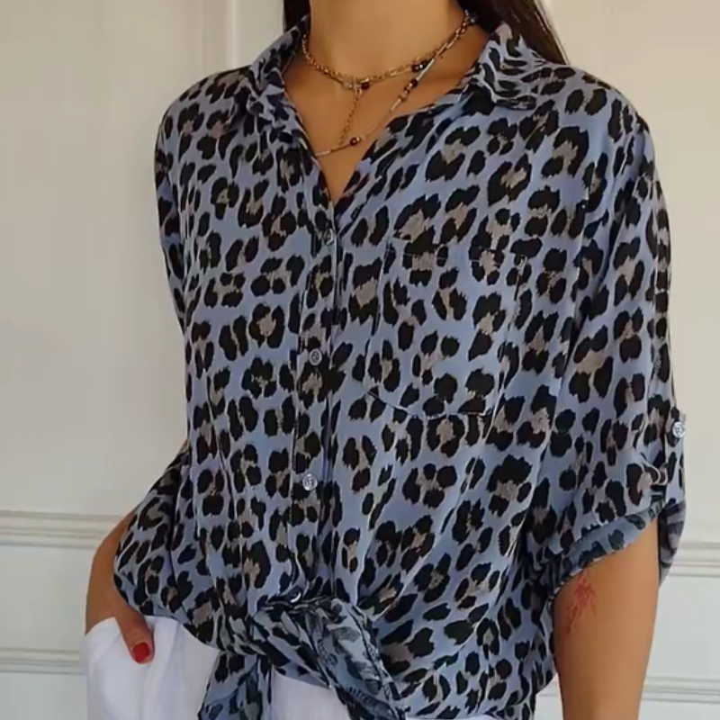 Fashionable Animal Print Women's Blouse