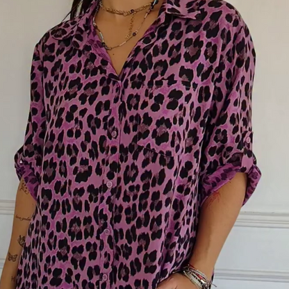 Fashionable Animal Print Women's Blouse