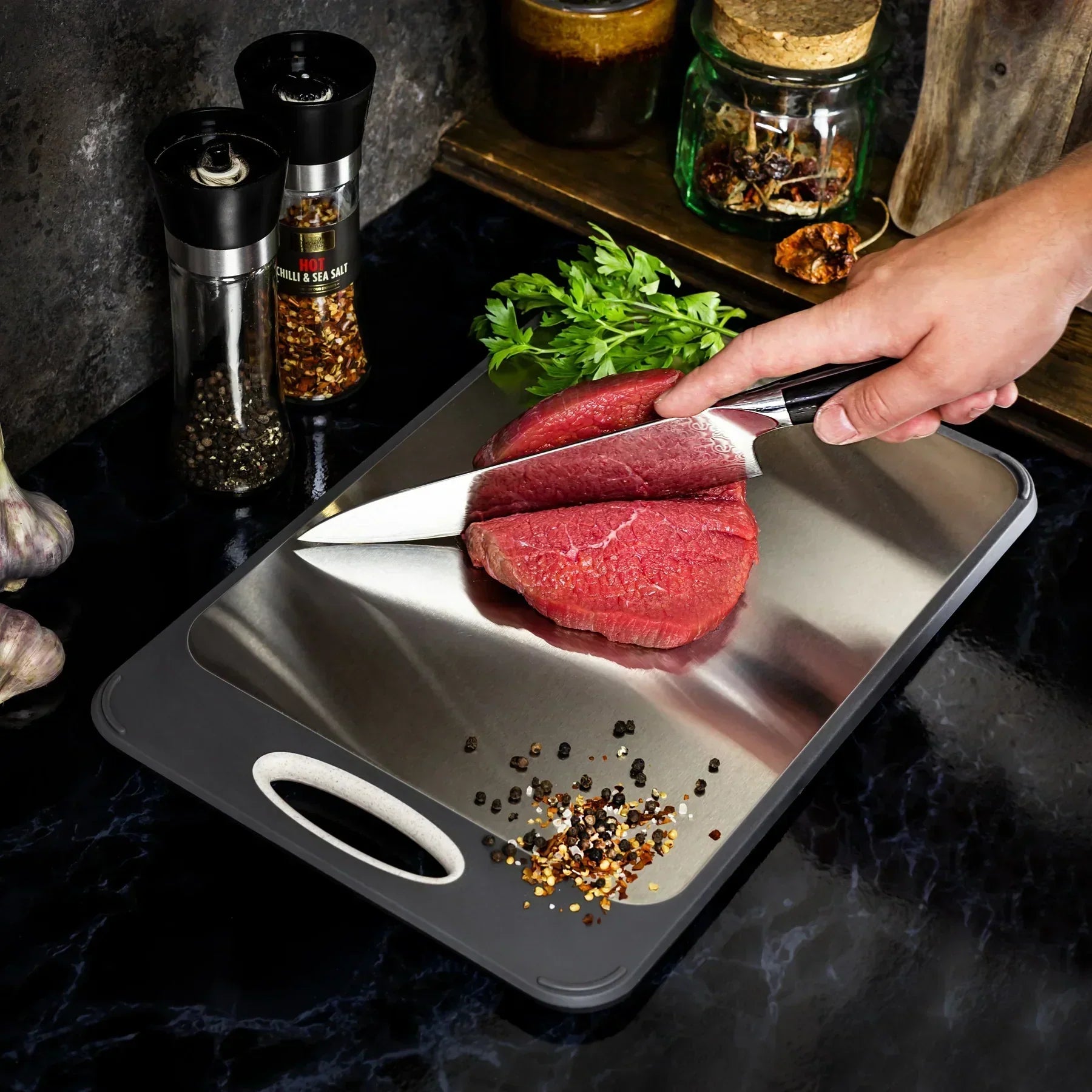 Durable Kitchen Cutting Board with Grip Handle - Luxivelle
