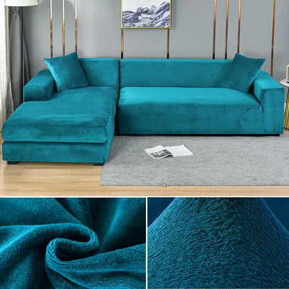 "Stretch-fit wrinkle-free washable sofa cover in beige, elegantly protecting modern couch, ideal for home decoration."
