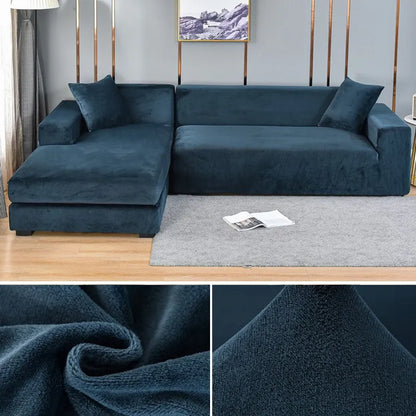 "Stretch-fit wrinkle-free washable sofa cover in beige, elegantly protecting modern couch, ideal for home decoration."