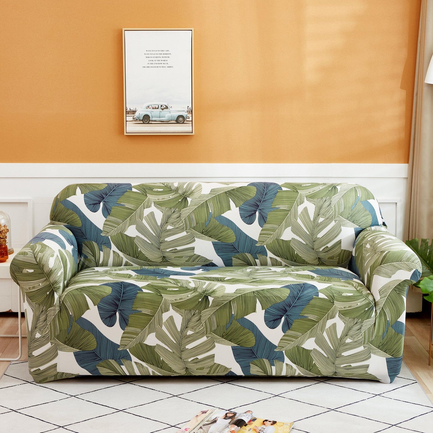 Flexible Universal Sofa Slipcover with Floral Design - Luxivelle