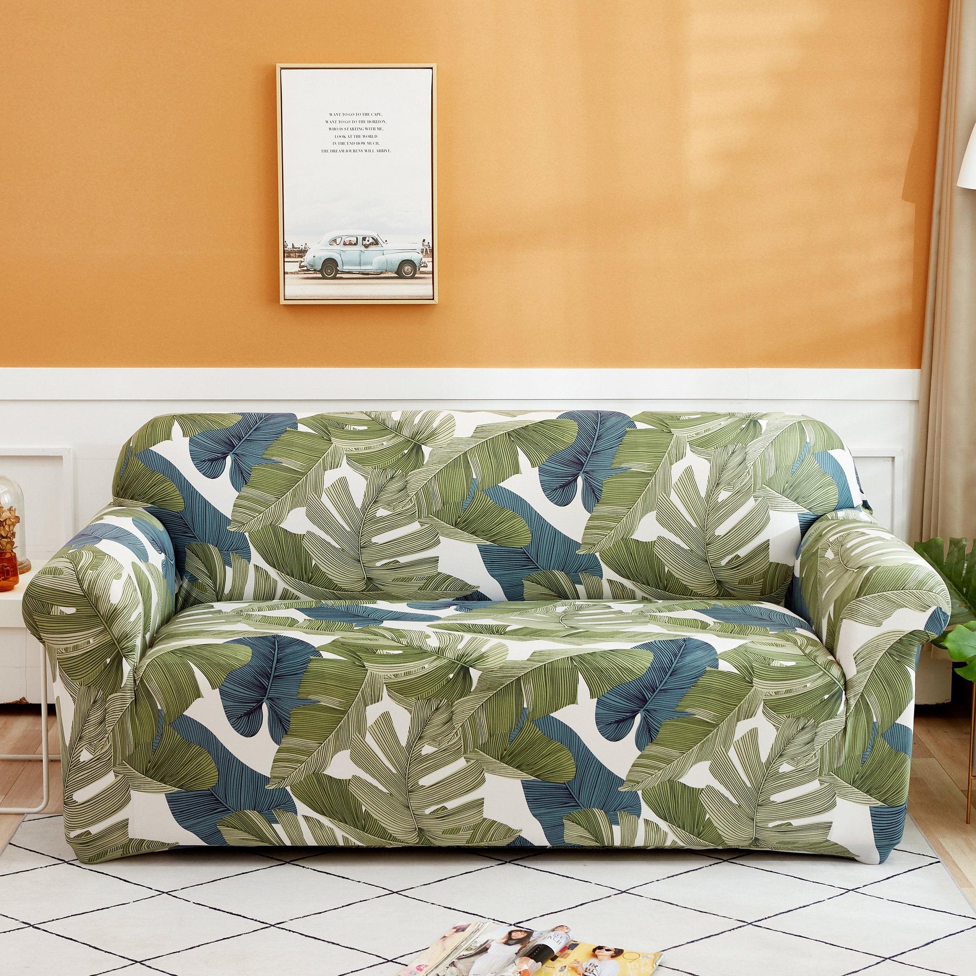 Flexible Universal Sofa Slipcover with Floral Design - Luxivelle