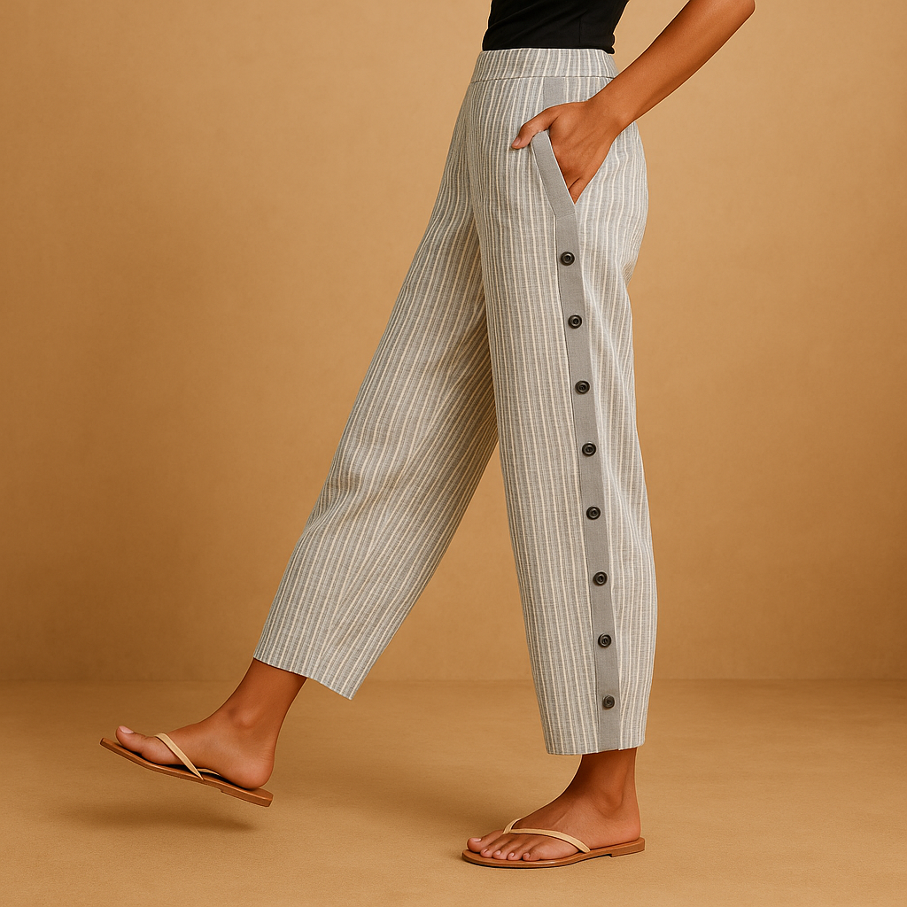 Fashionable High Waisted Stripe Pants for Women - Luxivelle