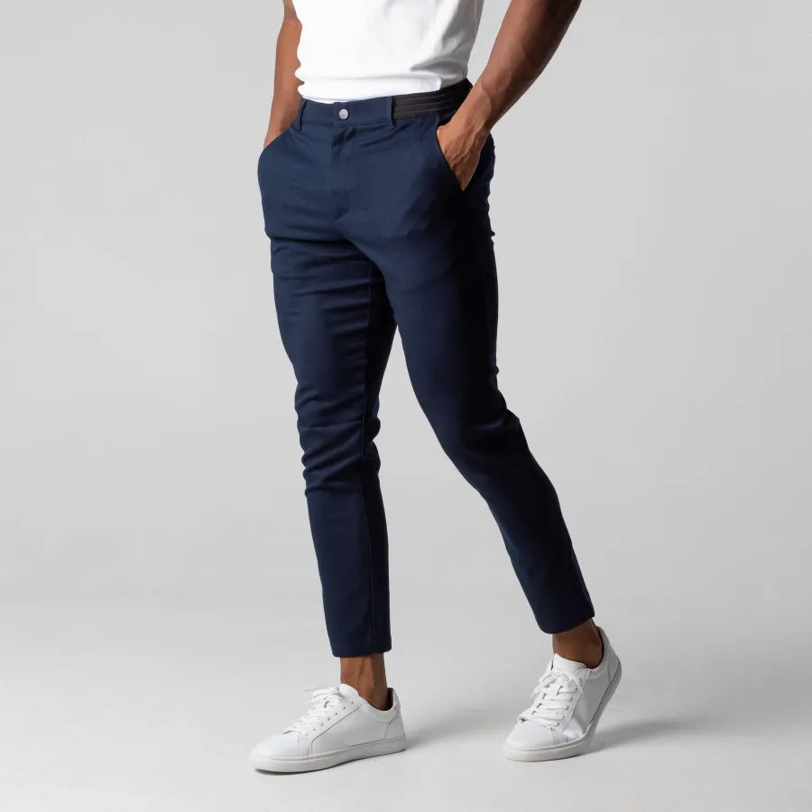 Narrow Fit Mens Grey and Navy Trousers - Luxivelle