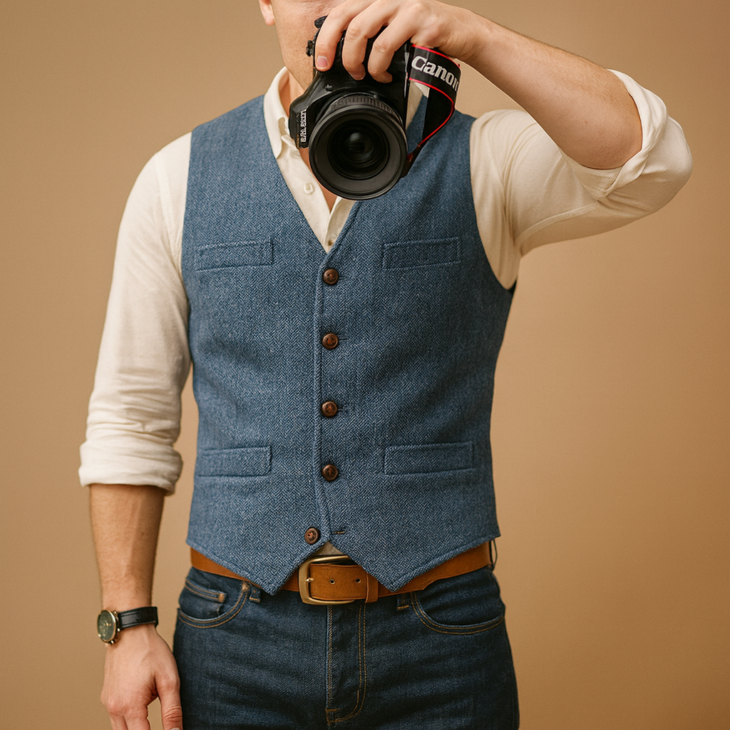 Classic Mens Button Front Vest - Luxivelle