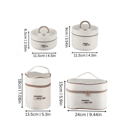 "Stylish stainless steel lunch box set with insulated bag, perfect for all ages, ensures meals stay warm and organized on-the