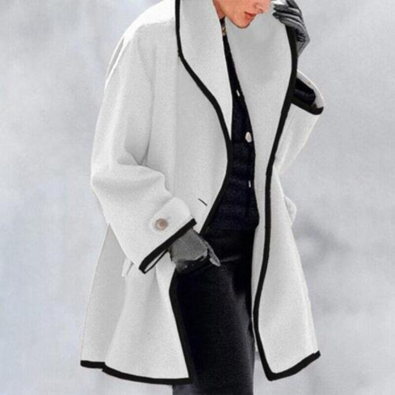 "Stylish Women's Winter Wool Double Button Trench Coat, front view, classic double-breasted design for warmth and elegance."