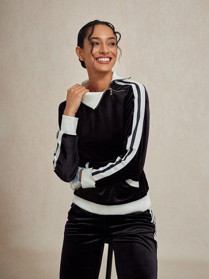 Soft Plush Long Sleeve Off Center Sweatshirt