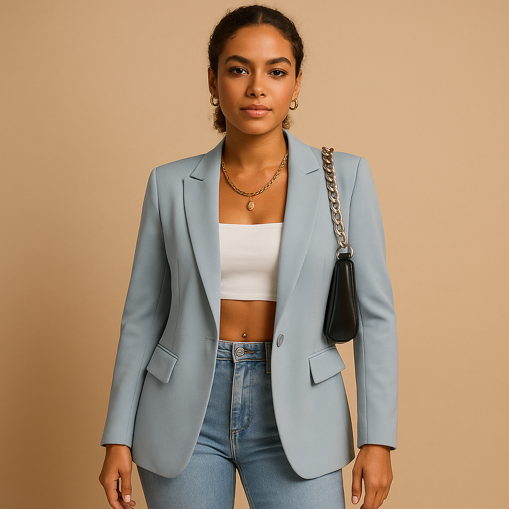Women’s tailored blazer with modern details and timeless fit, ideal for office wear, formal events, or stylish everyday outfits.