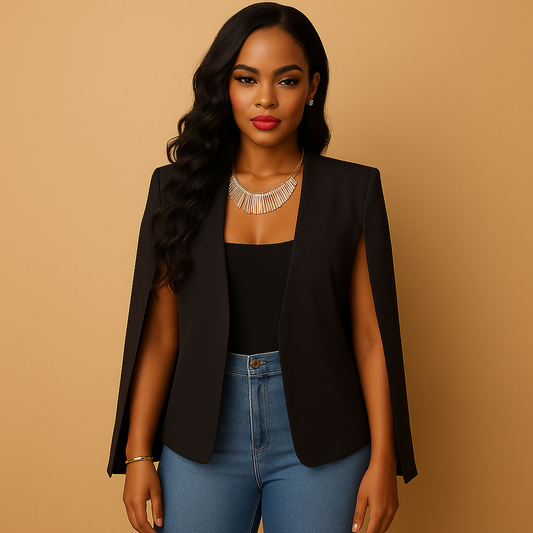 Classic Fit Women's Blazer with Padded Shoulders - Luxivelle