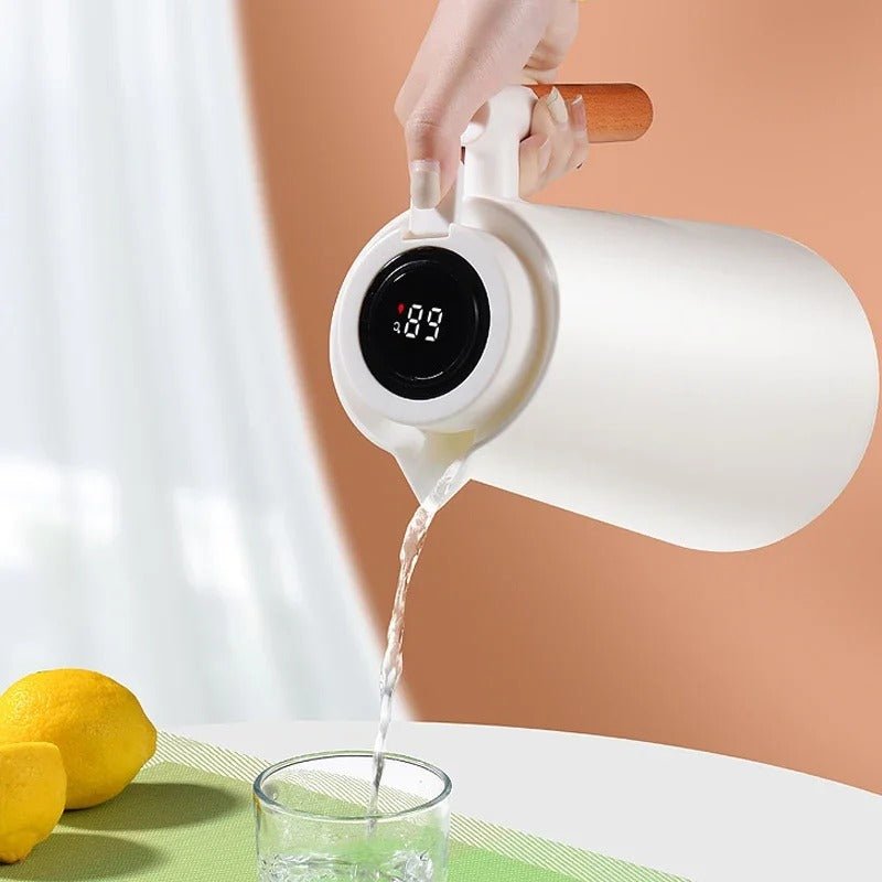 Insulated Thermal Jug with Digital Display & Wood Grip