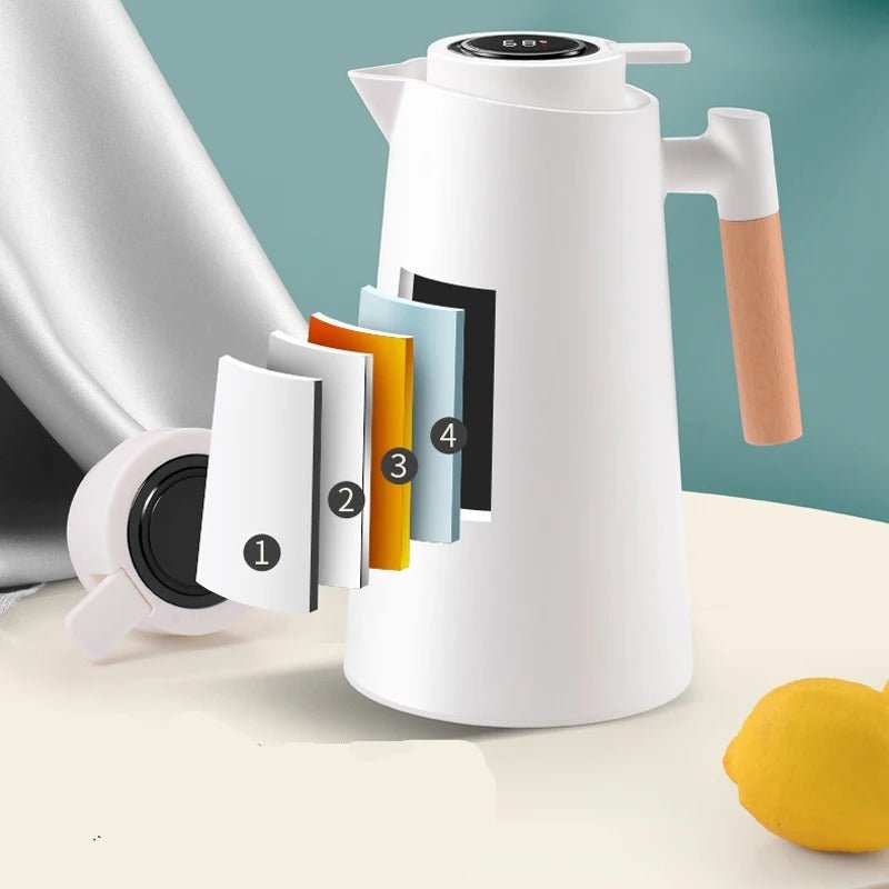 Insulated Thermal Jug with Digital Display & Wood Grip